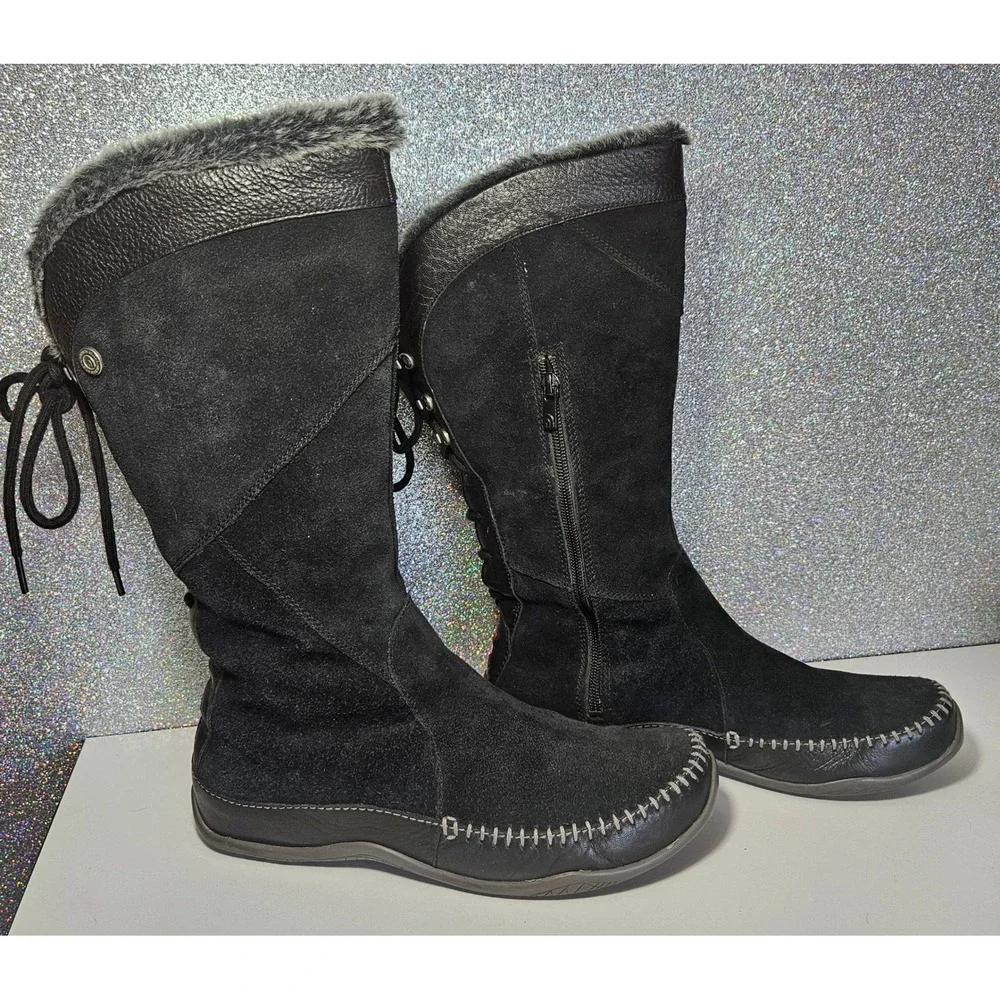 The North Face Women's Black Suede Fur Trim Janey Primaloft Winter Boots 9.5